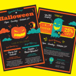 Halloween A5 flyer InDesign template